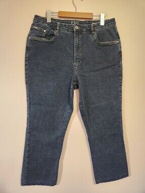 FDJ French Dressing Peggy Dark Wash Wave Stitch Straight Ankle Jeans Size 16